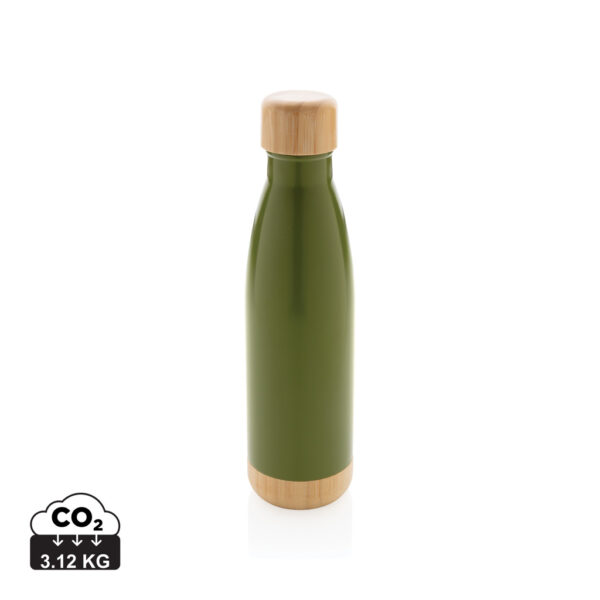 Vacuum stainless steel bottle with bamboo lid and bottom - Image 4