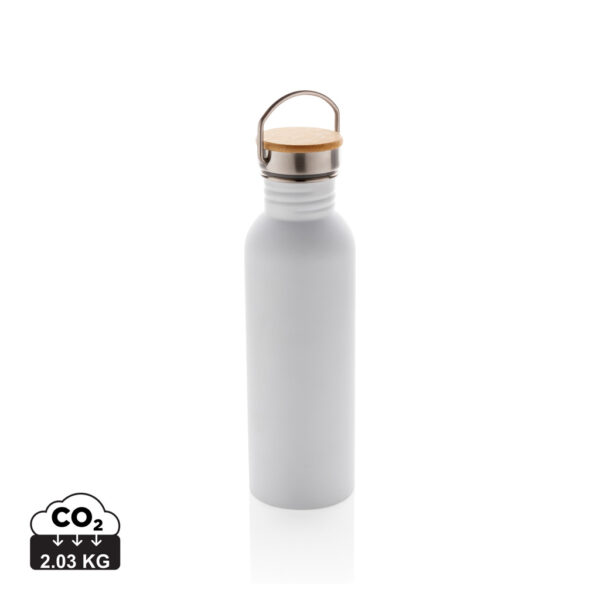 Modern stainless steel bottle with bamboo lid - Image 3