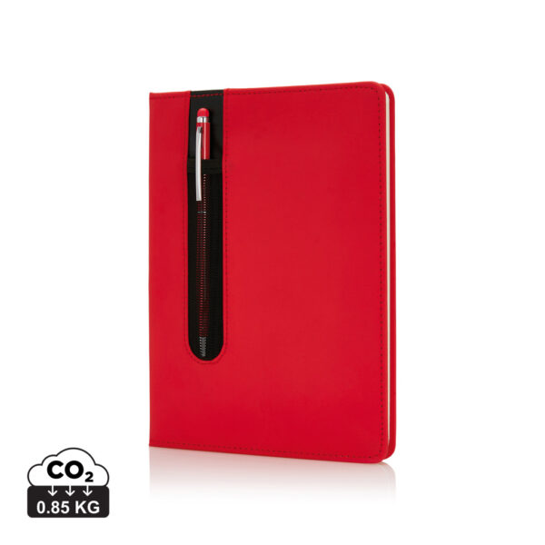 Standard hardcover PU A5 notebook with stylus pen - Image 2