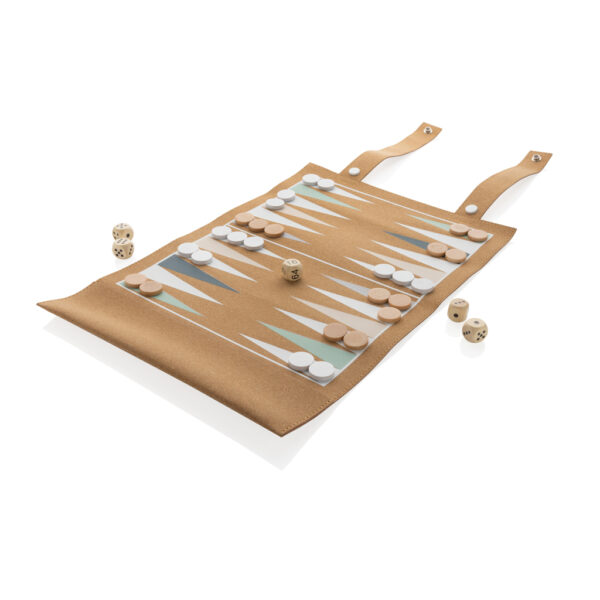 Britton cork foldable backgammon and checkers game set - Image 2