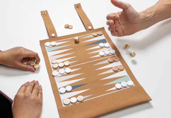 Britton cork foldable backgammon and checkers game set - Image 9
