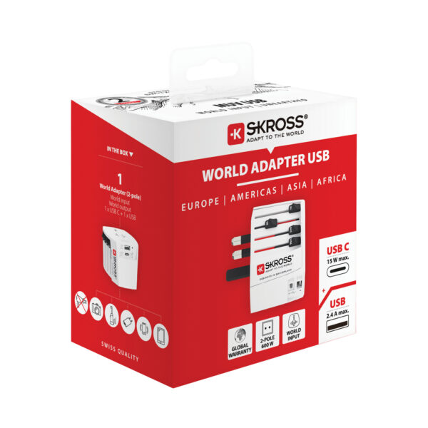 SKROSS World Travel Adapter MUV 2-pole with USB A and C - Image 9